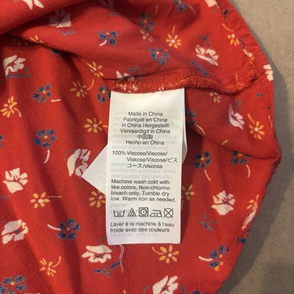 Madewell Novel Tie-Front Top in Prairie Posies Red Short Sleeve V-Neck Size XS - Picture 12 of 13